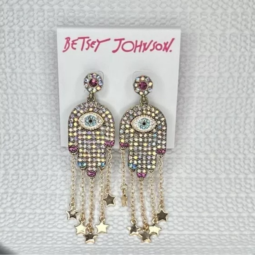 Betsey Johnson Hamsa Drop Earrings